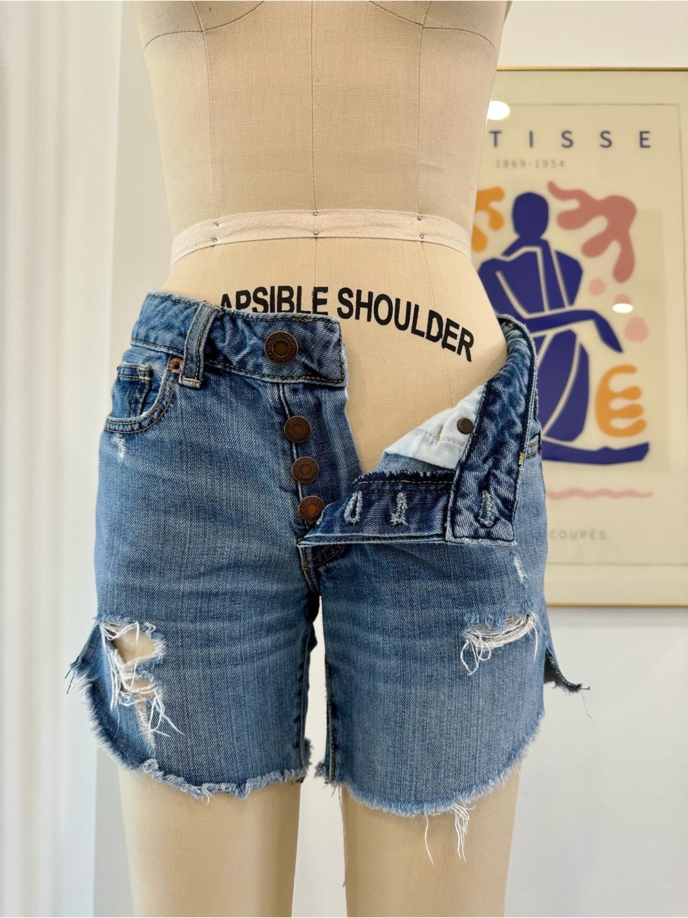 American Eagle Outfitters Distressed Blue Denim Shorts